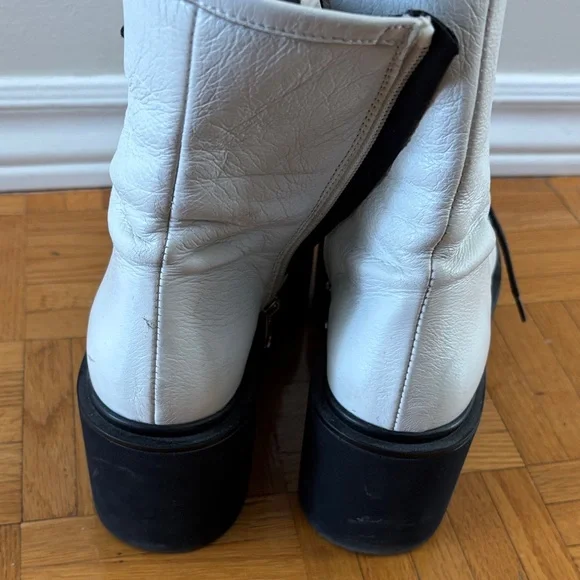 L'INTERVALLE White and Black Lace-Up Platform combat Boots 36 - Picture 2 of 4